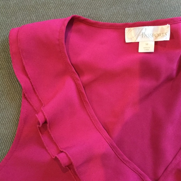 3/$30 Pink Sleeveless Ruffled Blouse - Picture 2 of 3